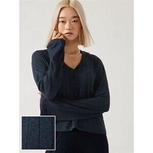 Athleta Harmony Pose Hoodie Sweatshirt Dark Sardinia Blue Heather Size Medium